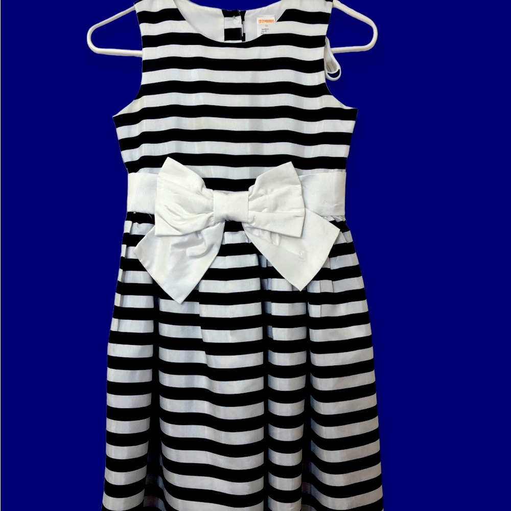 Gymboree Navy & White Striped Dress with Bow Size 10
